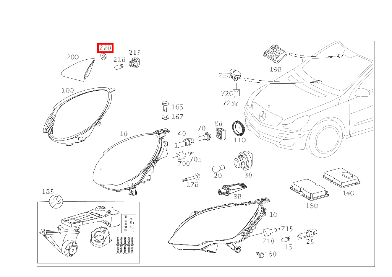Mutter POSITIONSLEUCHTE; M5 R 500 L 251