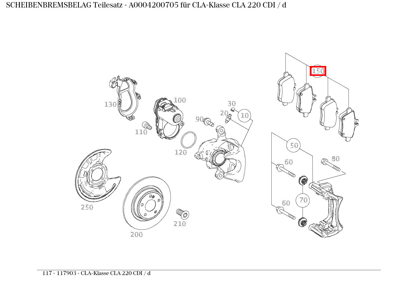 Scheibenbremsbelag Teilesatz CLA-Klasse CLA 220 CDI / d 117 Scheibenbremsbelag Teilesatz CLA-Klasse CLA 220 CDI / d 117