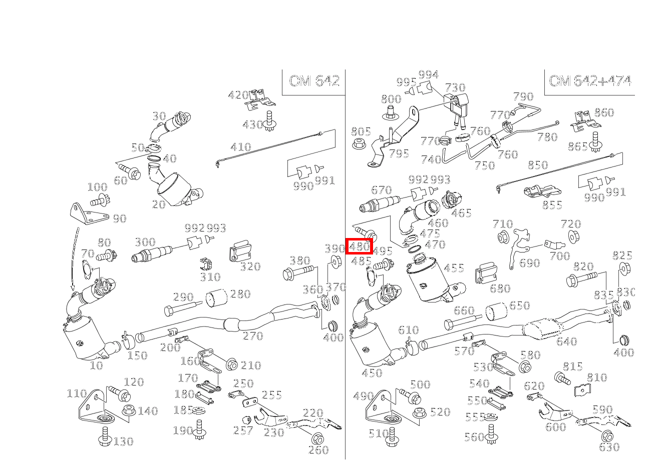 Sechsrundschraube ZWISCHEN KATALYSATOR UND PARTIKELFILTER; M8X40 E280CDI SONDERAUFB 211