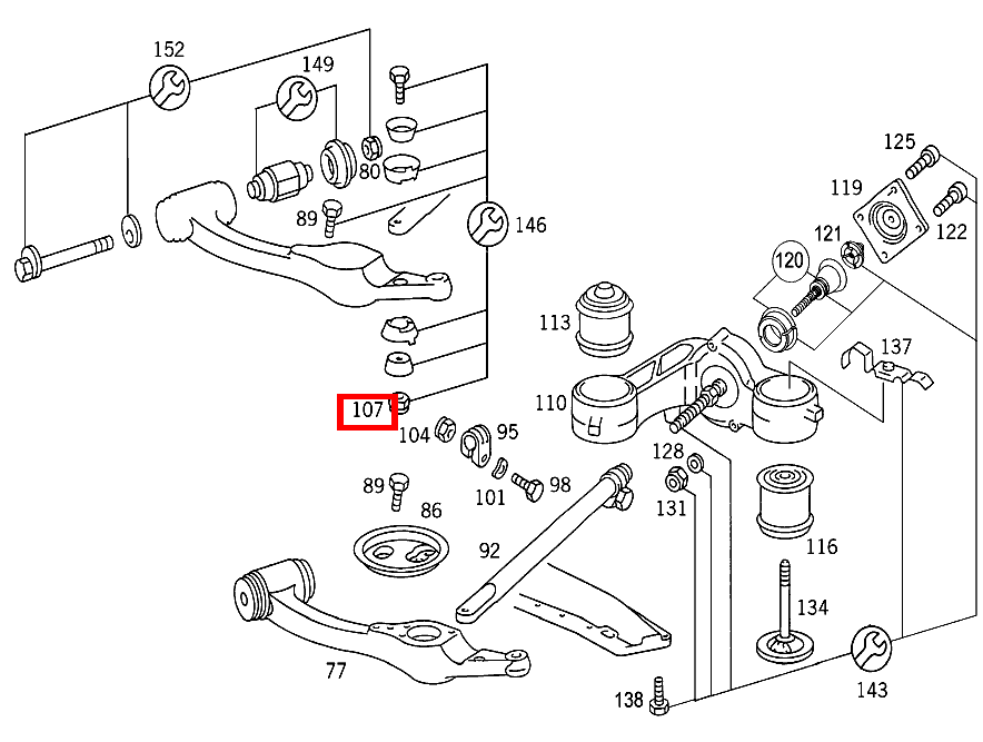 Sechskantmutter BREMSABSTUETZUNG AN QUERLENKER; M12X1.5 420 SEC COUPE mit Automatic 126