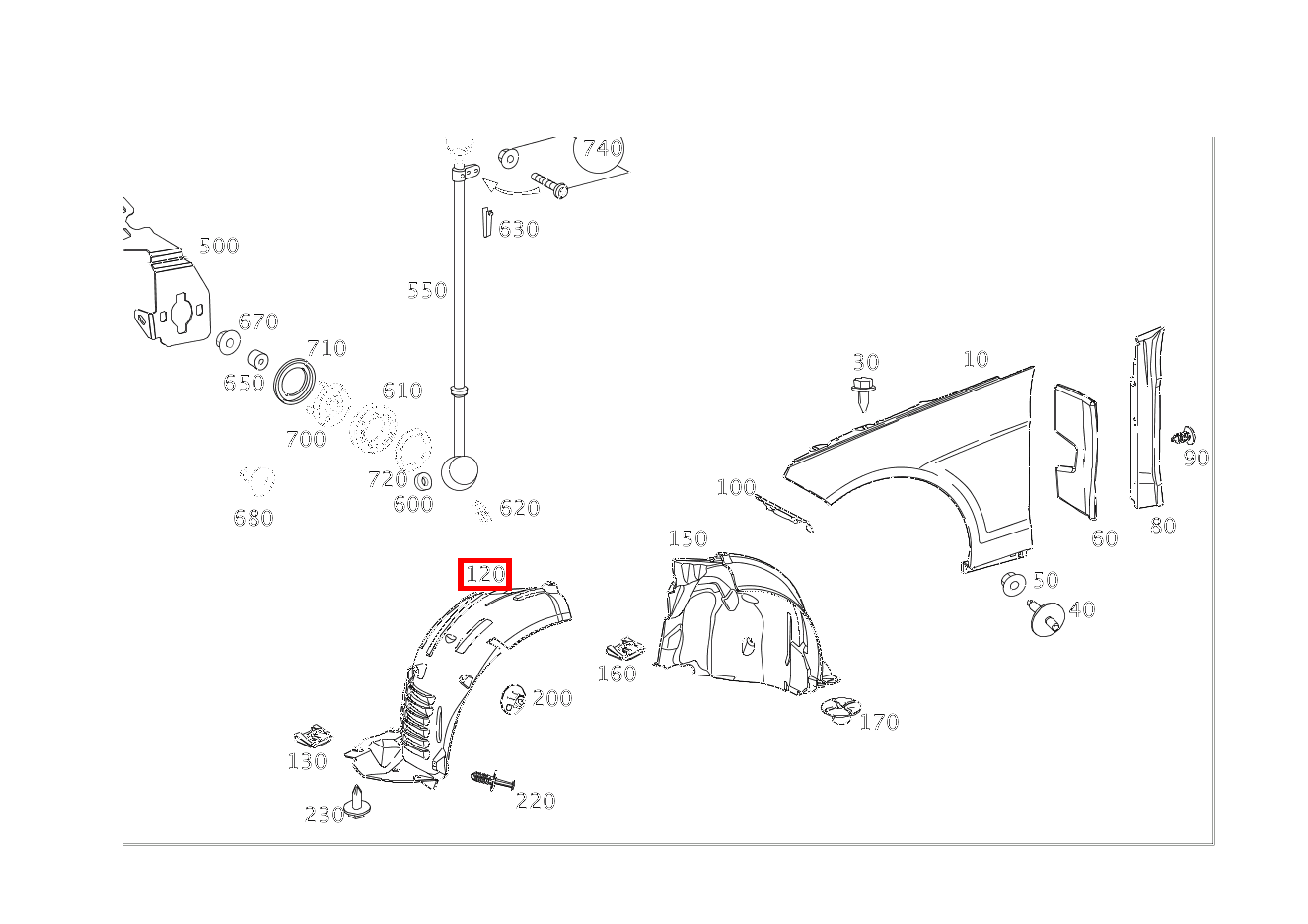 RADLAUFABDECKUNG Kotflügel vorn rechts E 220 CDI T-Modell 253 RADLAUFABDECKUNG Kotflügel vorn rechts E 220 CDI T-Modell 253