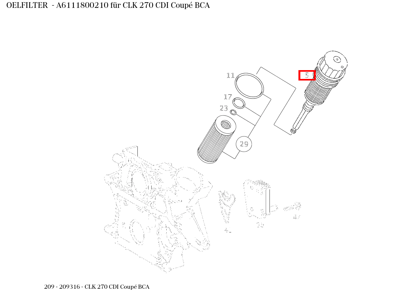 Ölfilter CLK 270 CDI Coupé BCA 209
