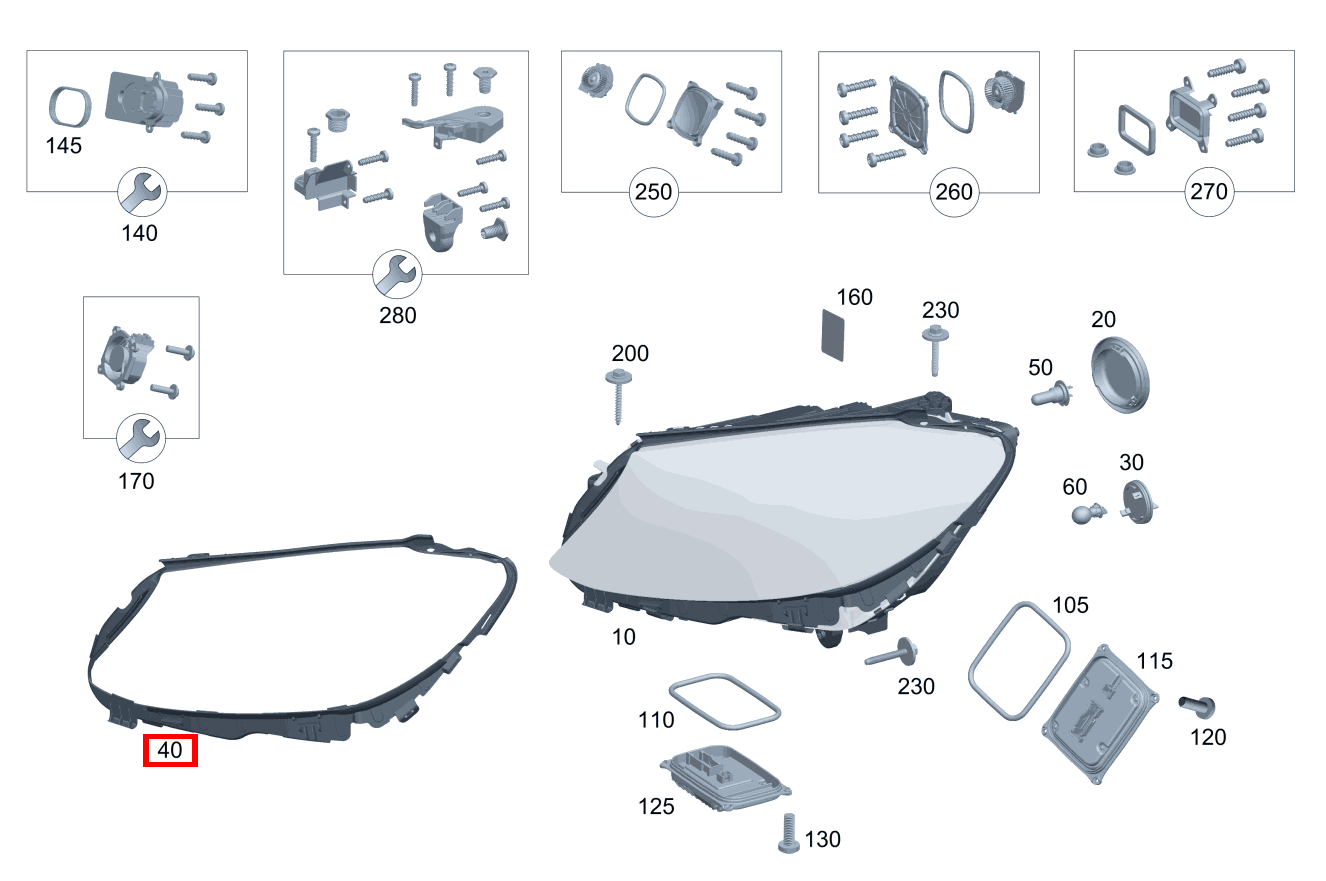 Dichtung Leuchtengehäuse Scheinwerfer rechts C 180 205 Dichtung Leuchtengehäuse Scheinwerfer rechts C 180 205