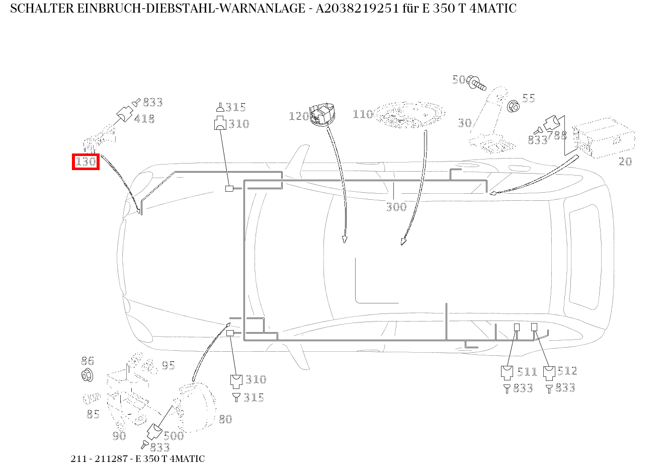 Schalter EINBRUCH-DIEBSTAHL-WARNANLAGE E 350 T 4MATIC 211 Schalter EINBRUCH-DIEBSTAHL-WARNANLAGE E 350 T 4MATIC 211