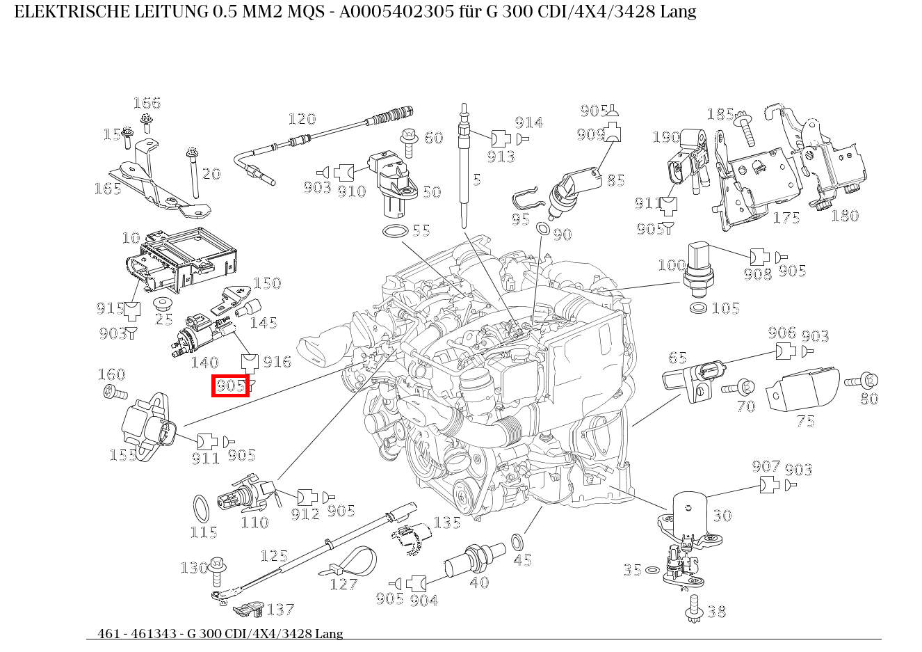 Elektrische Leitung 0.5 MM2 MQS G 300 CDI/4X4/3428 Lang 461 Elektrische Leitung 0.5 MM2 MQS G 300 CDI/4X4/3428 Lang 461