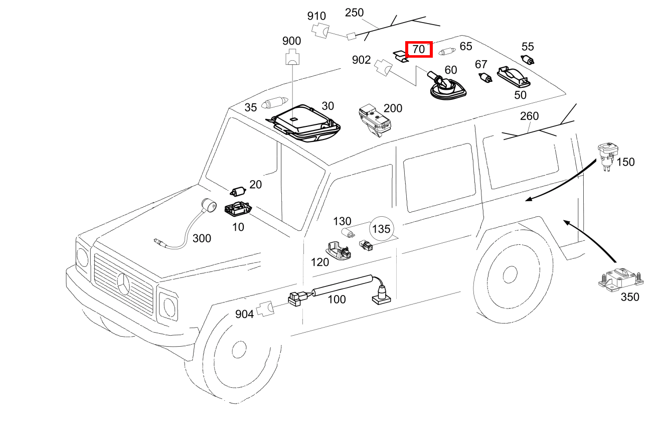 Klammer (Leseleuchte) Fond links und rechts G3504X42850 463