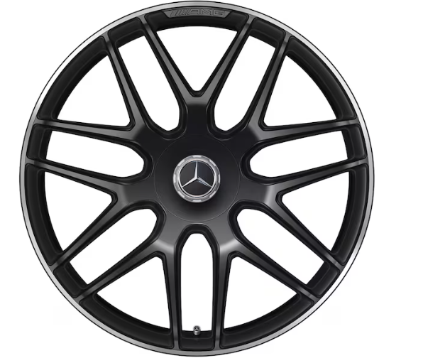 AMG Schmiederad 22 Zoll, 10 J x 22 ET 55, schwarz matt, Felgenhorn glanzgedreht