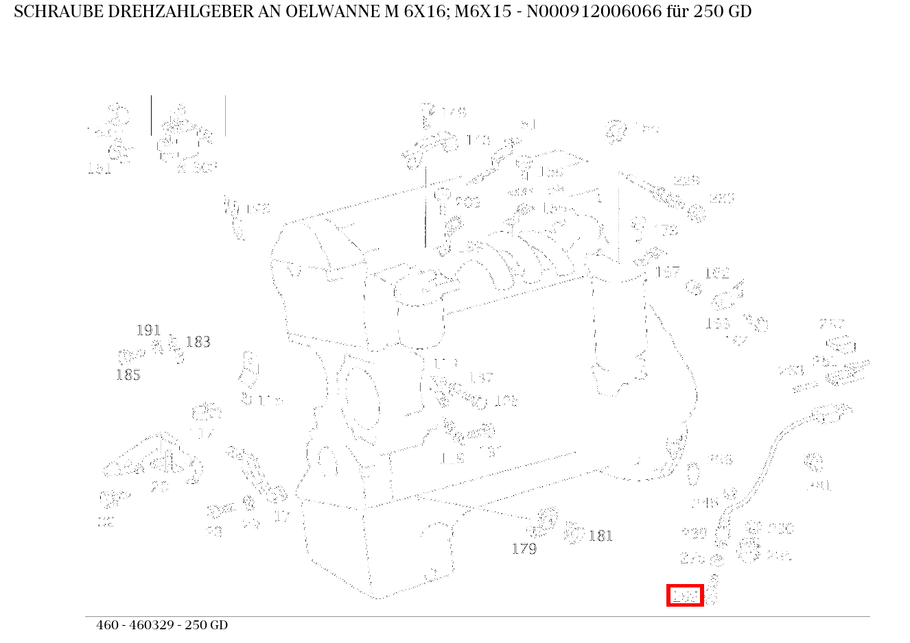 Schraube DREHZAHLGEBER AN OELWANNE M 6X16; M6X15 250 GD 460