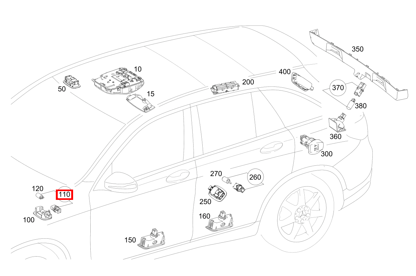 Lampenfassung Instrumententafel unten rechts; 12V-5W GLC 220 d 4MATIC 254