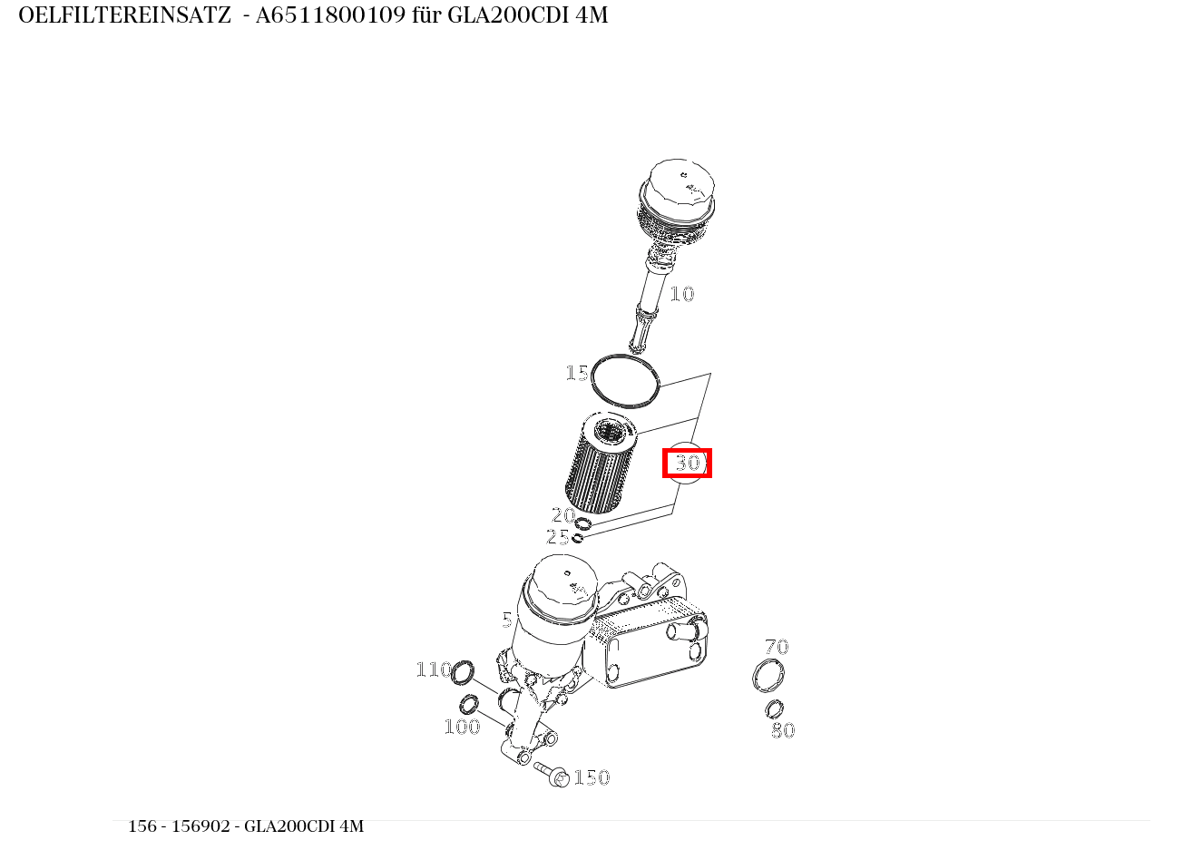 Ölfiltereinsatz GLA200CDI 4M 156 Ölfiltereinsatz GLA200CDI 4M 156