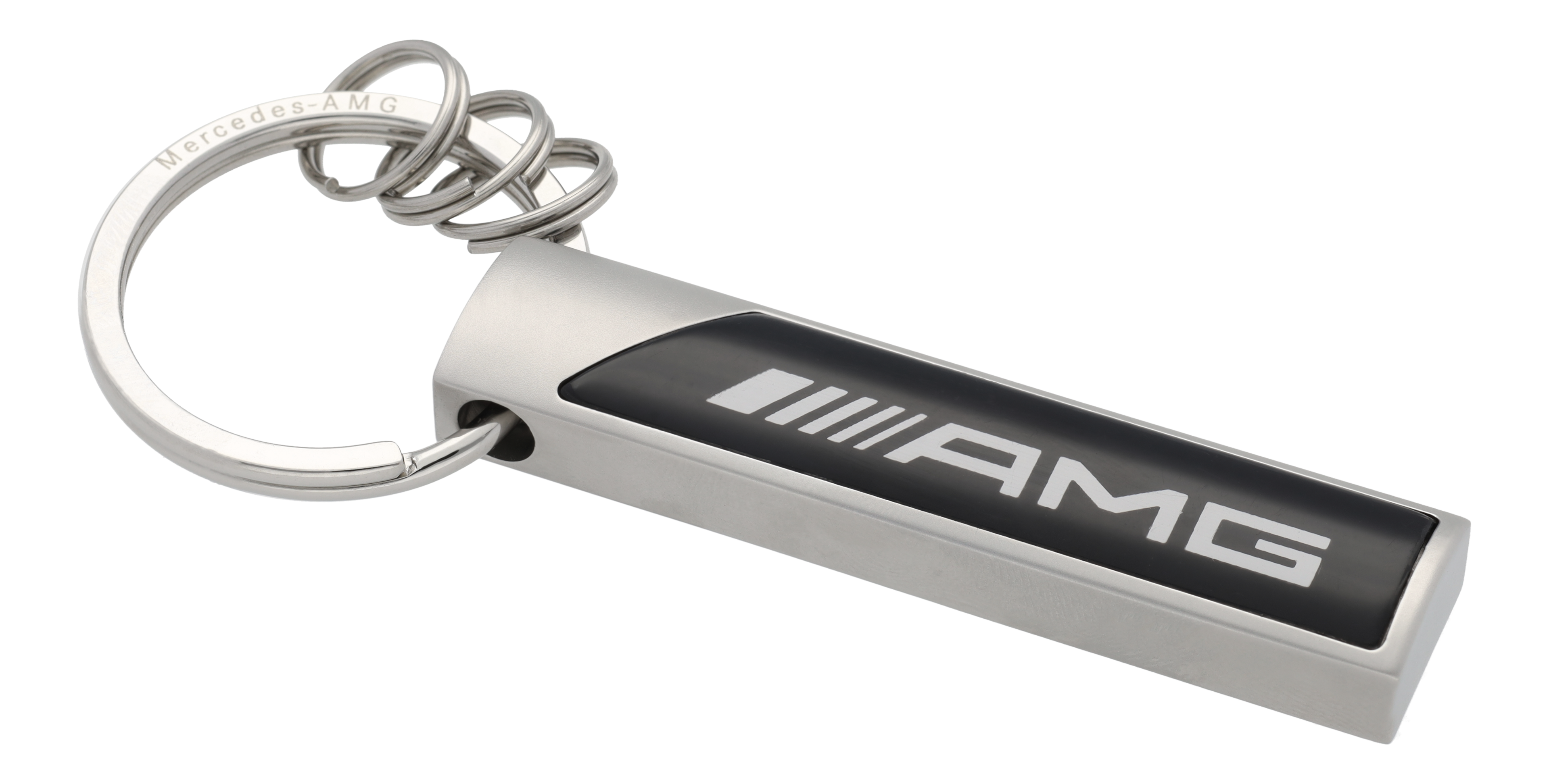 AMG Schlüsselanhänger, Logo silberfarben / schwarz / weiß, Edelstahl