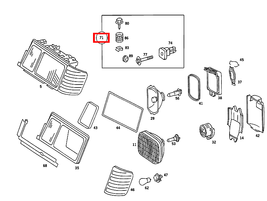 Befestigungsteile LEUCHTEINHEIT 190 D 2.5 Turbo 201