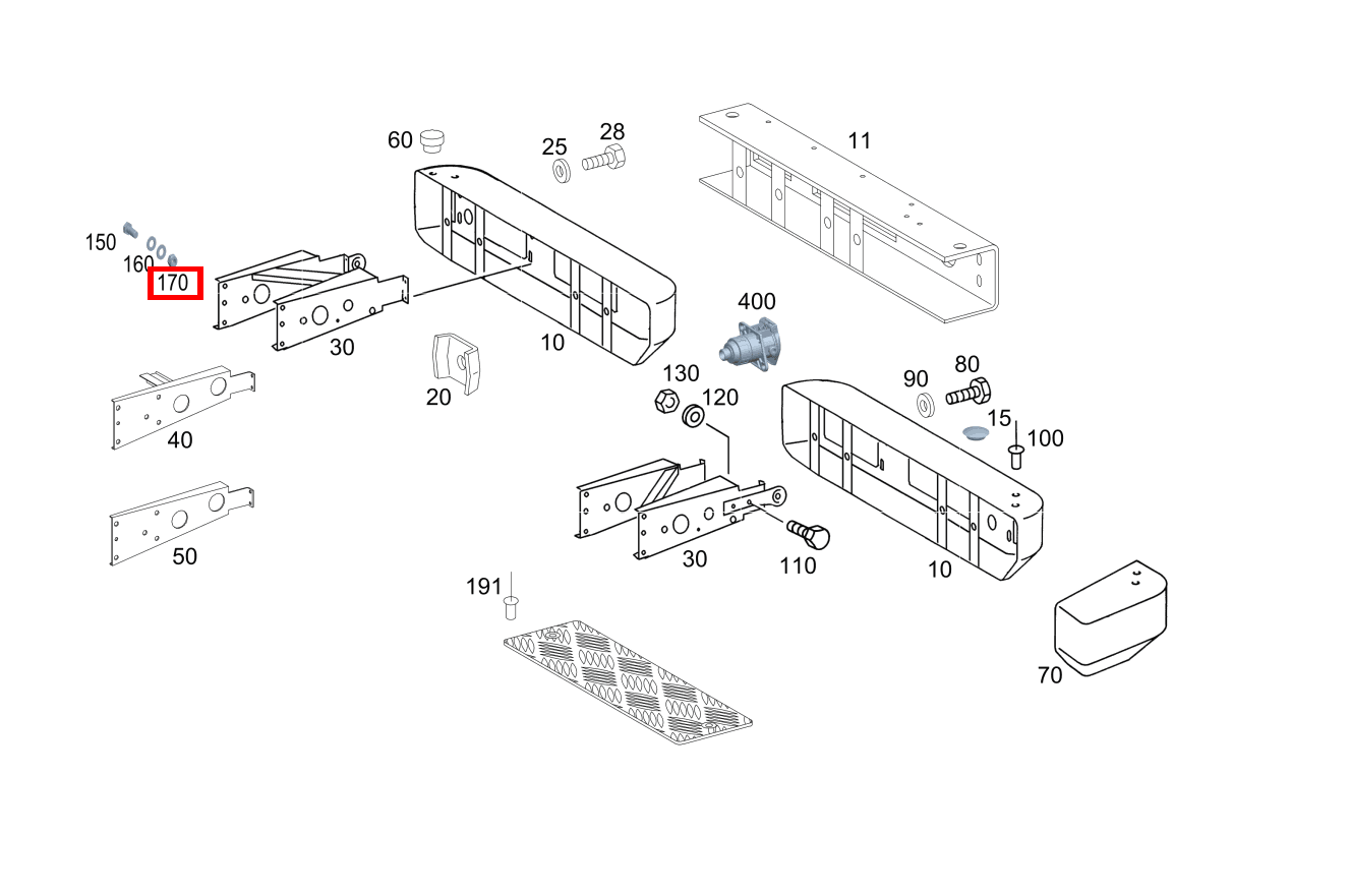 Sechskantmutter Befestigung Halter; M12X1.5 G 300 CDI/4X4/3428 Lang 461
