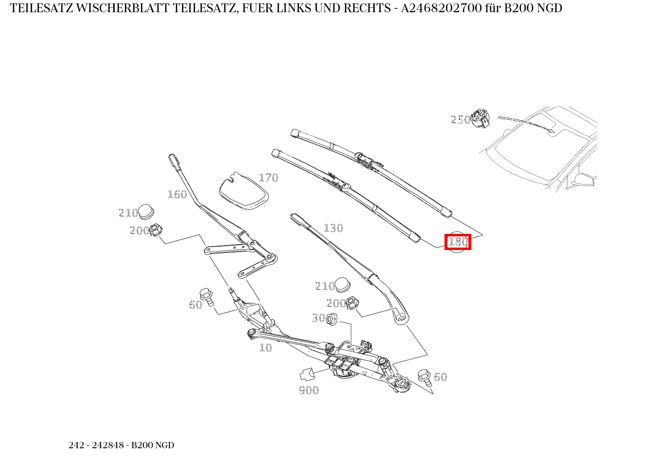 Teilesatz Wischerblatt TEILESATZ, FUER LINKS UND RECHTS B200 NGD 242