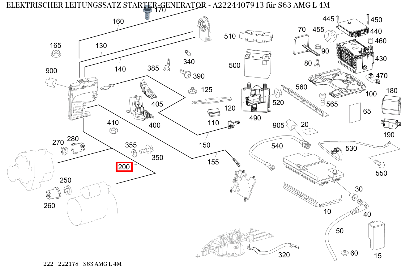 Elektrischer Leitungssatz STARTER-GENERATOR S63 AMG L 4M 222 Elektrischer Leitungssatz STARTER-GENERATOR S63 AMG L 4M 222
