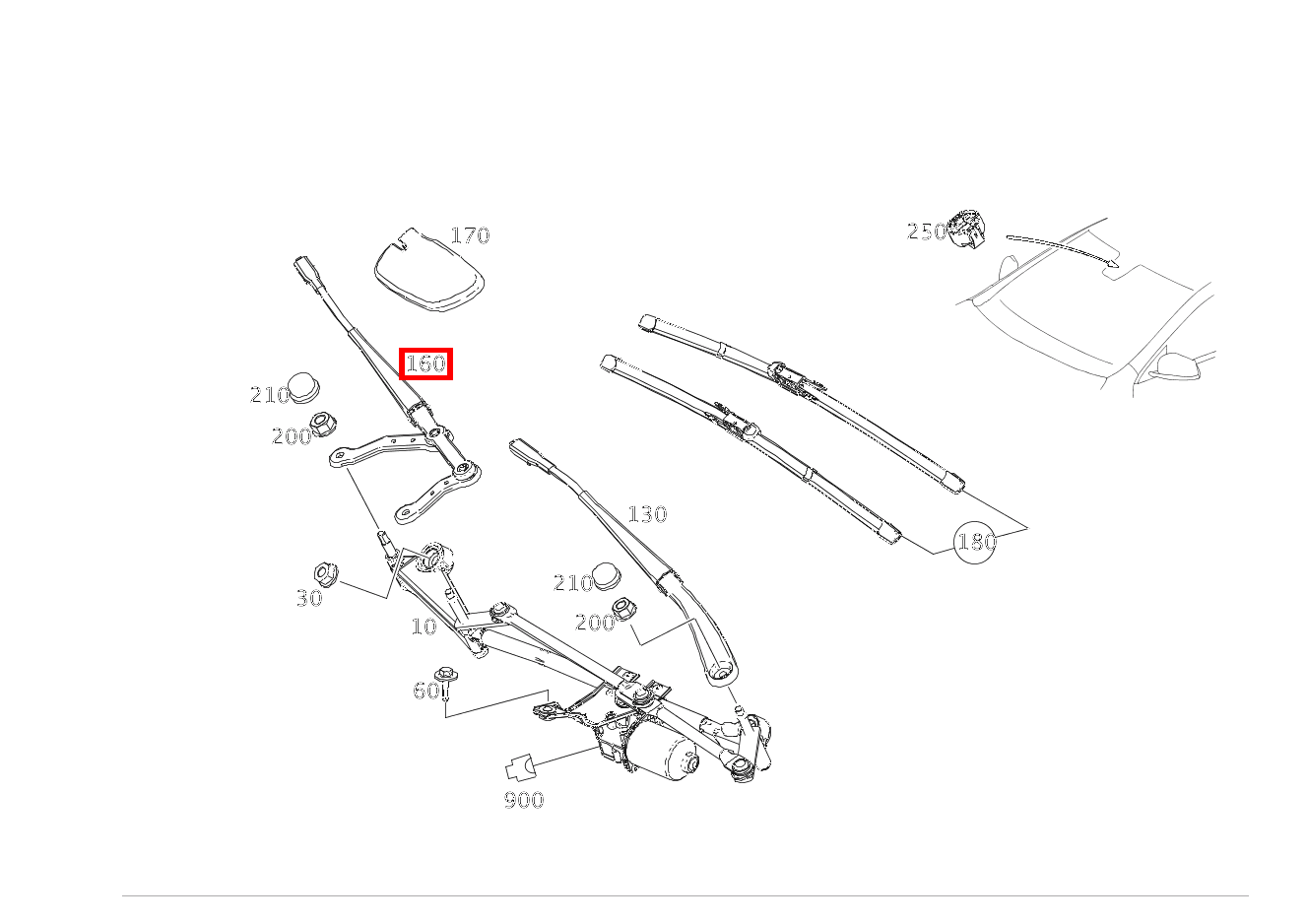 Wischerarm BEIFAHRERSEITE CLA 250 4MATIC Coupé 117
