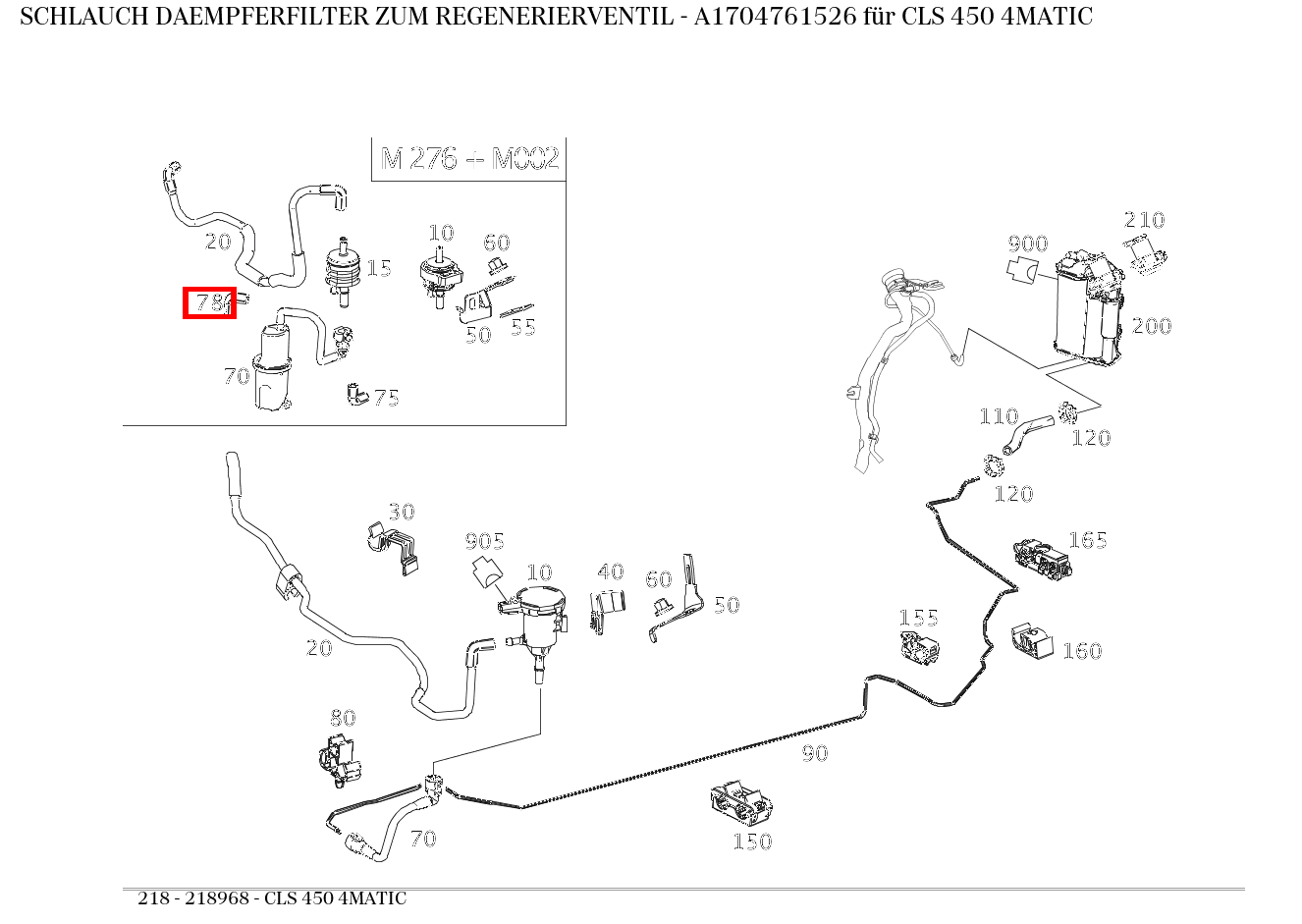 Schlauch DAEMPFERFILTER ZUM REGENERIERVENTIL CLS 450 4MATIC 218