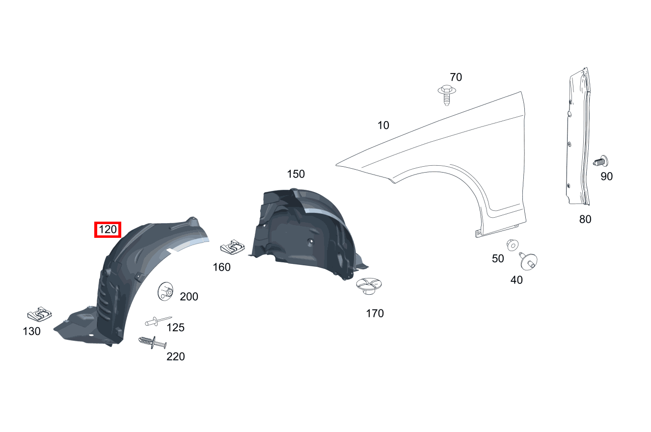 RADLAUFABDECKUNG KOTFLUEGEL RECHTS VORN CLS63AMG S 218 RADLAUFABDECKUNG KOTFLUEGEL RECHTS VORN CLS63AMG S 218