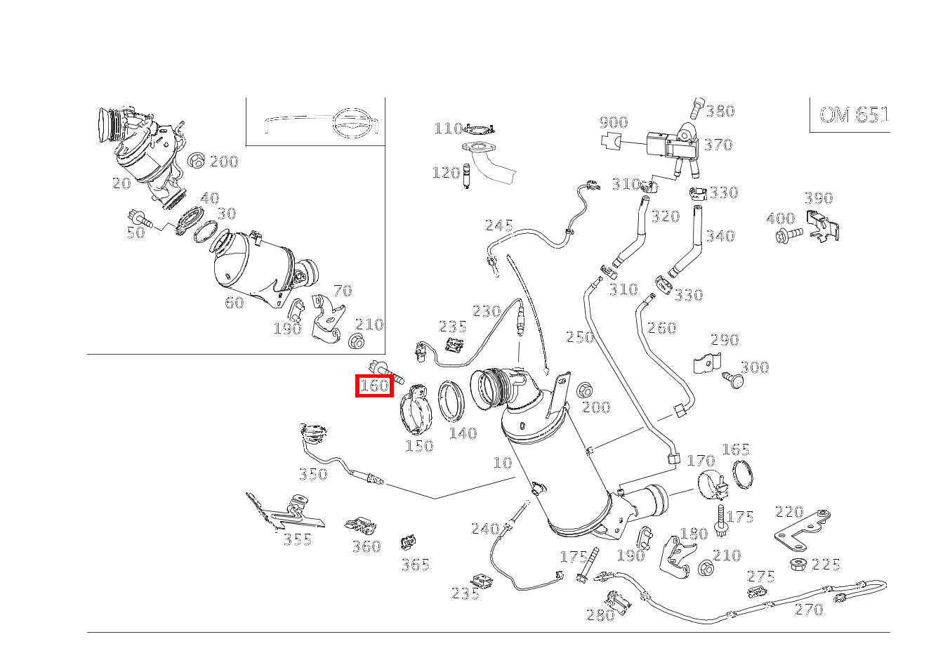 Sechsrundschraube ROHRSCHELLE AN ABGASTURBOLADER; M8X40 E 250 d Cabriolet 207