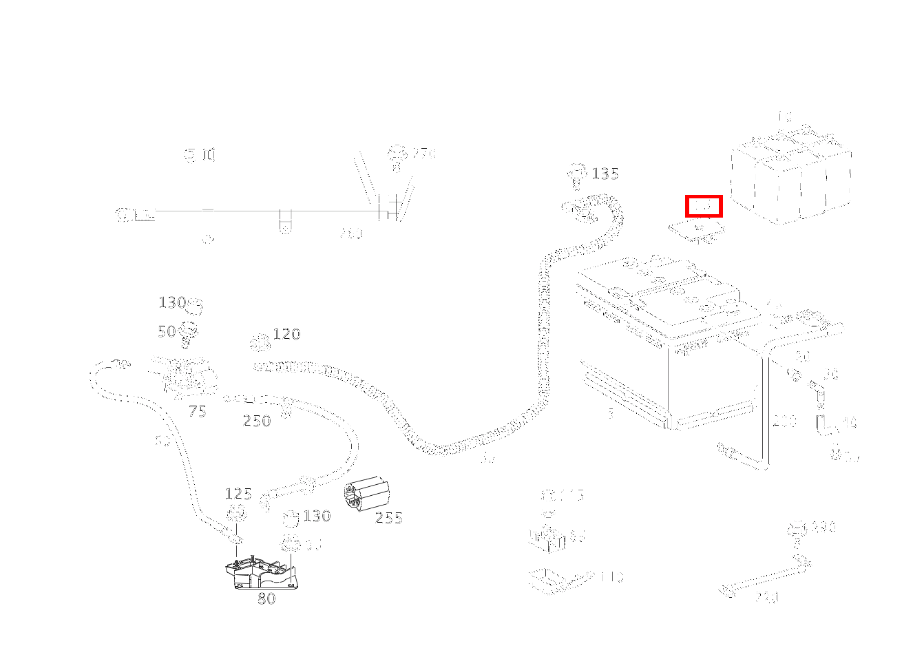 Schutzkappe BATTERIE-PLUSPOL E280 210 Schutzkappe BATTERIE-PLUSPOL E280 210