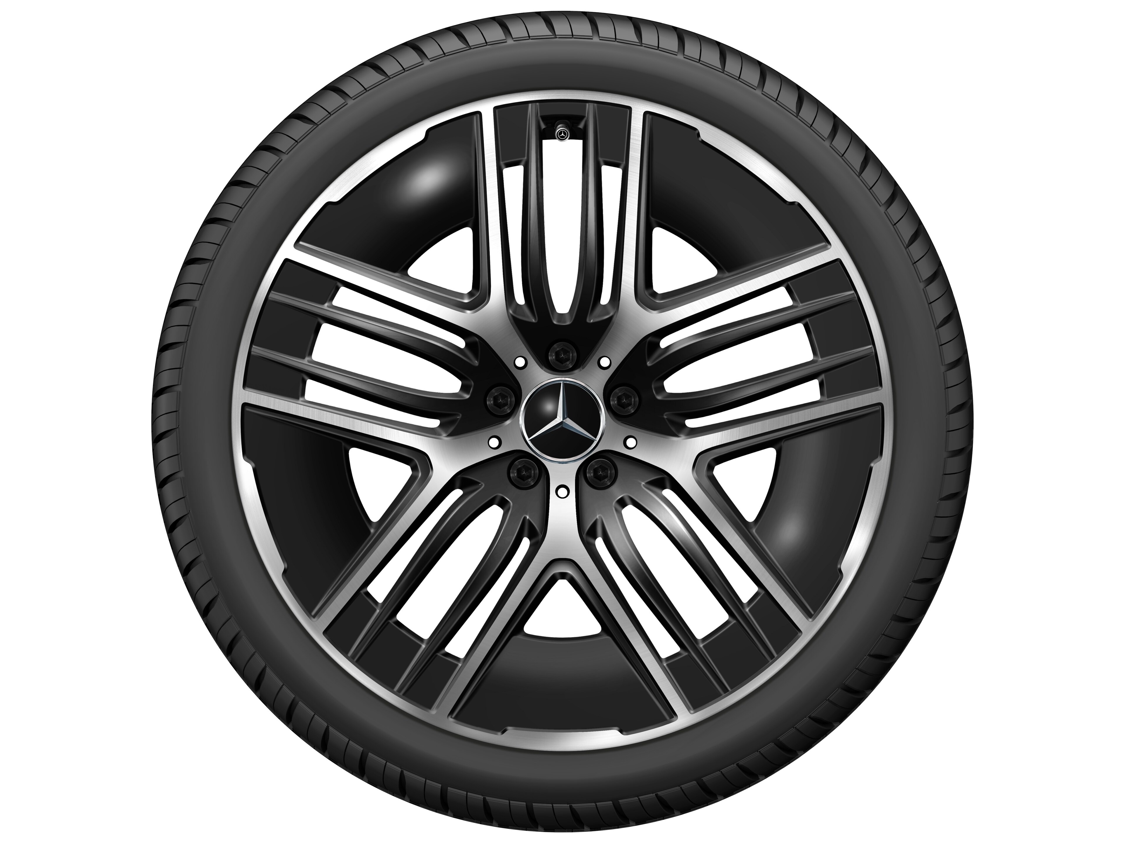 5-Y-Speichen-Rad, Aero, 21 Zoll, mit Zusatzspeichen 9,5 J x 21 ET 41,5, schwarz, glanzgedreht