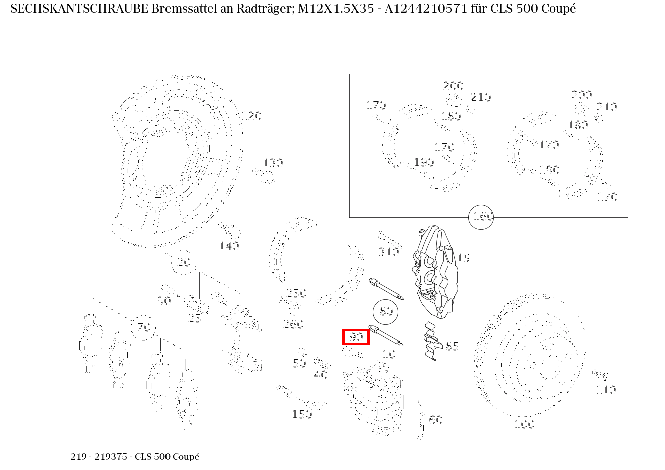 Sechskantschraube Bremssattel an Radträger; M12X1.5X35 CLS 500 Coupé 219