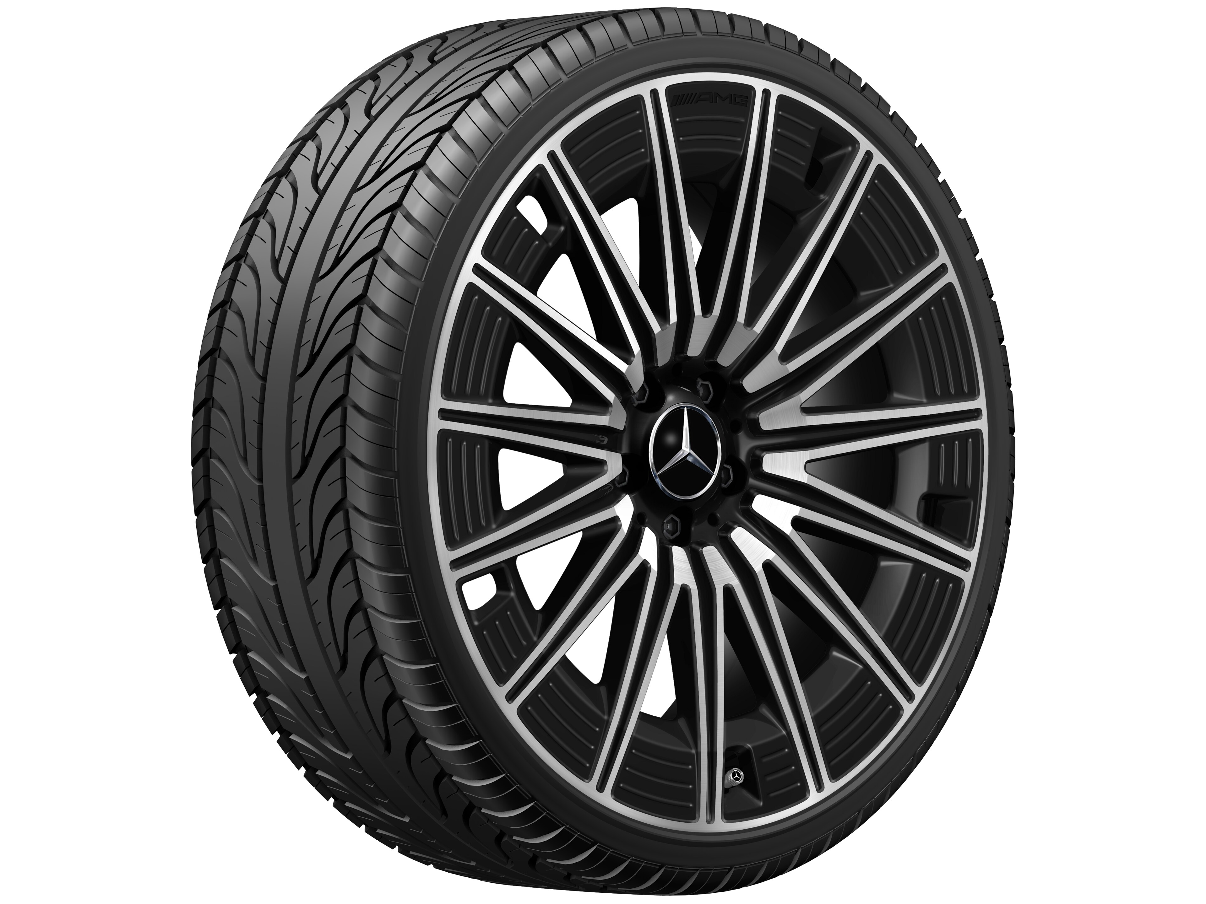 AMG Vielspeichen-Rad, 21 Zoll, 9,5 J x 21 ET 51, schwarz, glanzgedreht