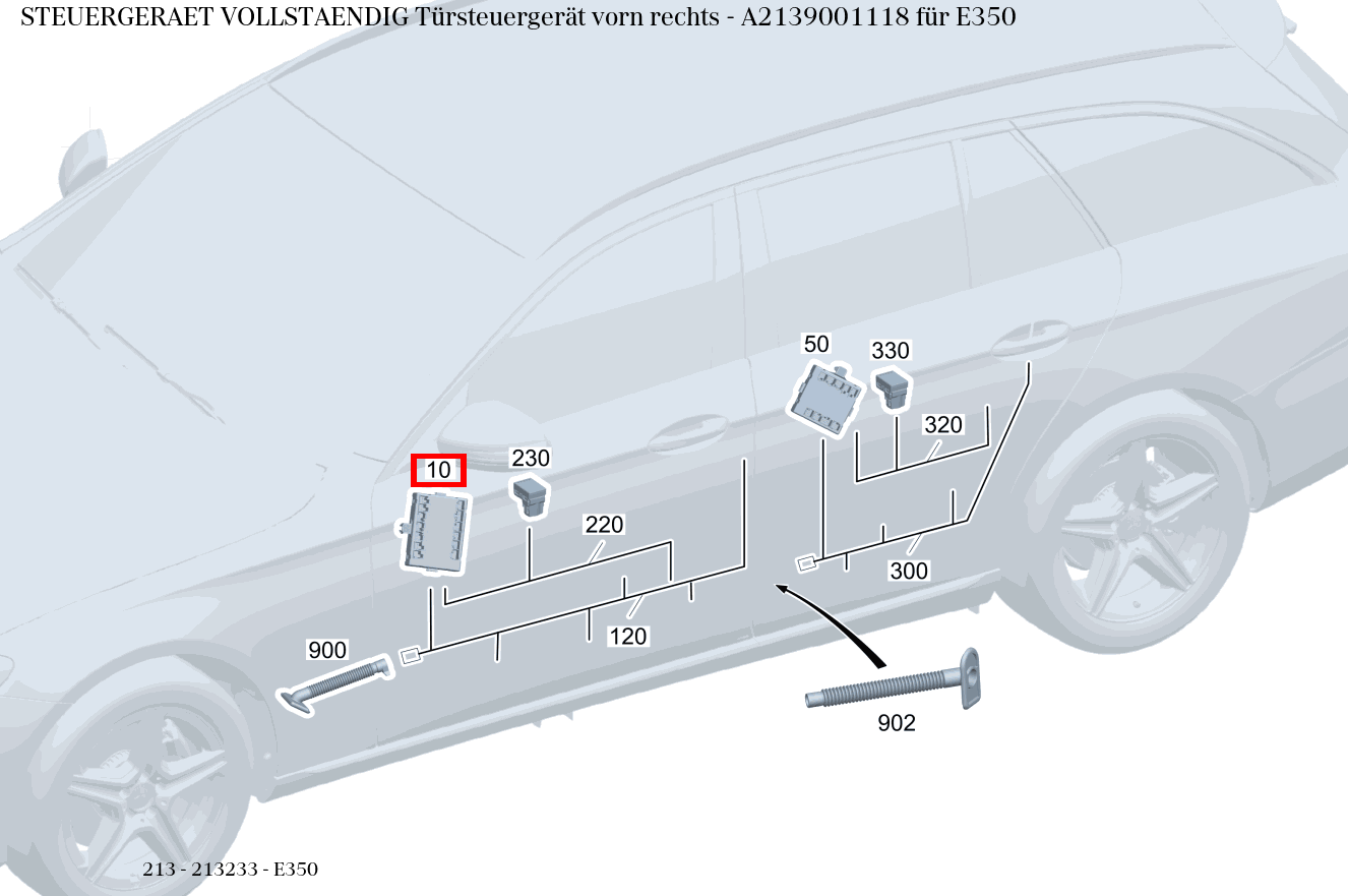 Steuergerät vollständig Türsteuergerät vorn rechts E350 213 Steuergerät vollständig Türsteuergerät vorn rechts E350 213