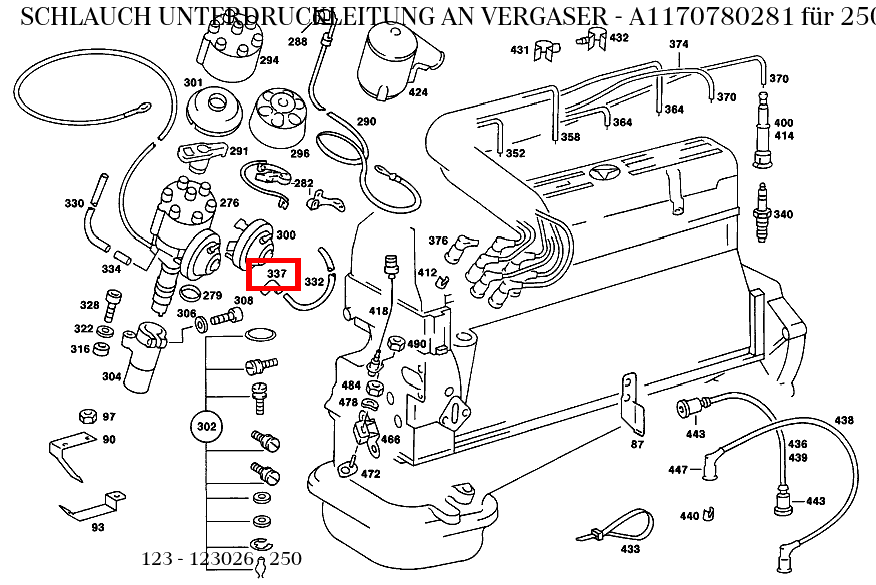 Schlauch UNTERDRUCKLEITUNG AN VERGASER 250 123