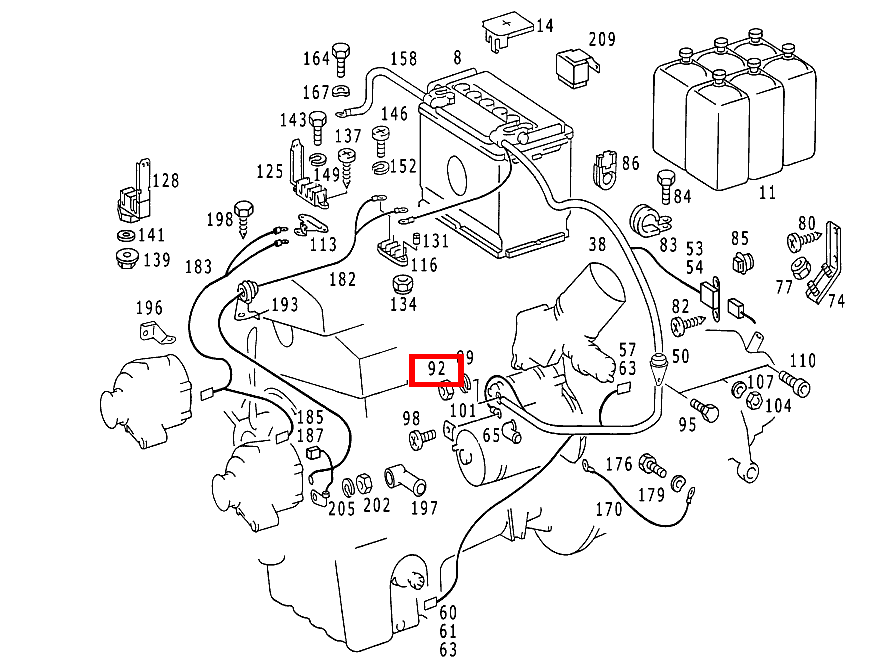 Sechskantmutter LEITUNG AN STARTER KLEMME 30; M8-10 300TDT/E300DTDT 4M 124