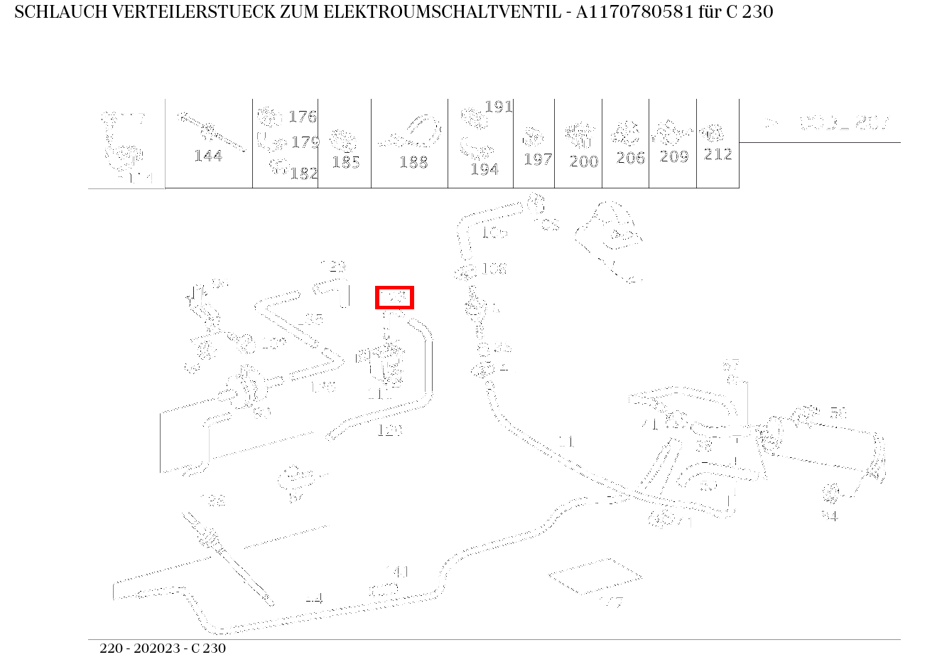 Schlauch VERTEILERSTUECK ZUM ELEKTROUMSCHALTVENTIL C 230 220