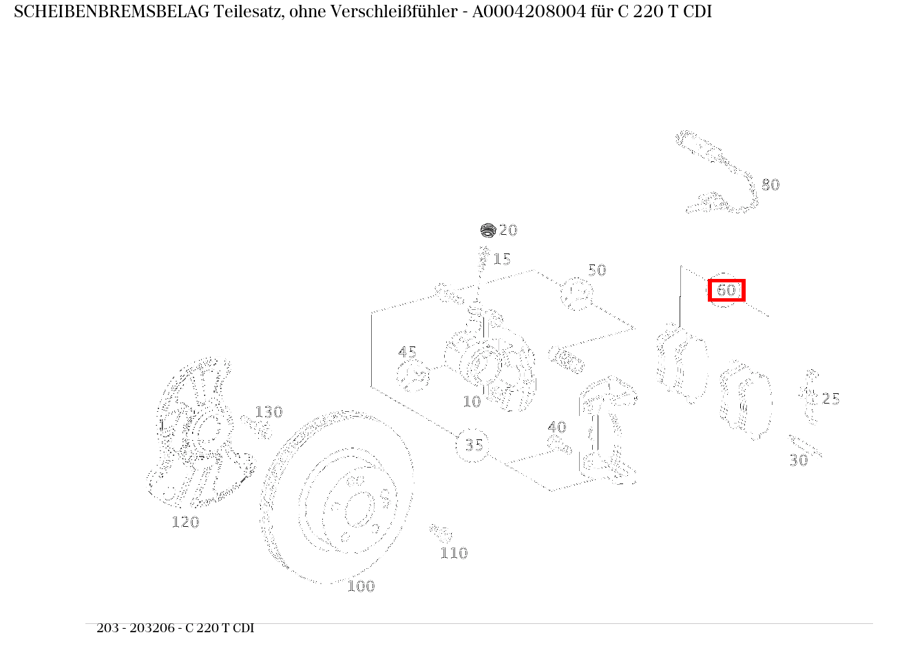 Scheibenbremsbelag Teilesatz, ohne Verschleißfühler C 220 T CDI 203