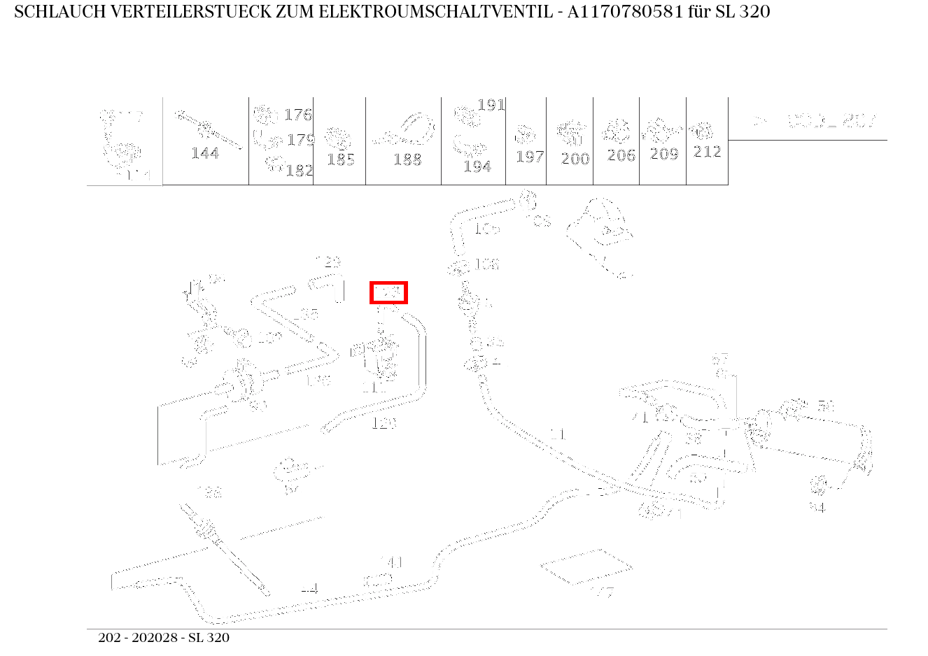 Schlauch VERTEILERSTUECK ZUM ELEKTROUMSCHALTVENTIL SL 320 202