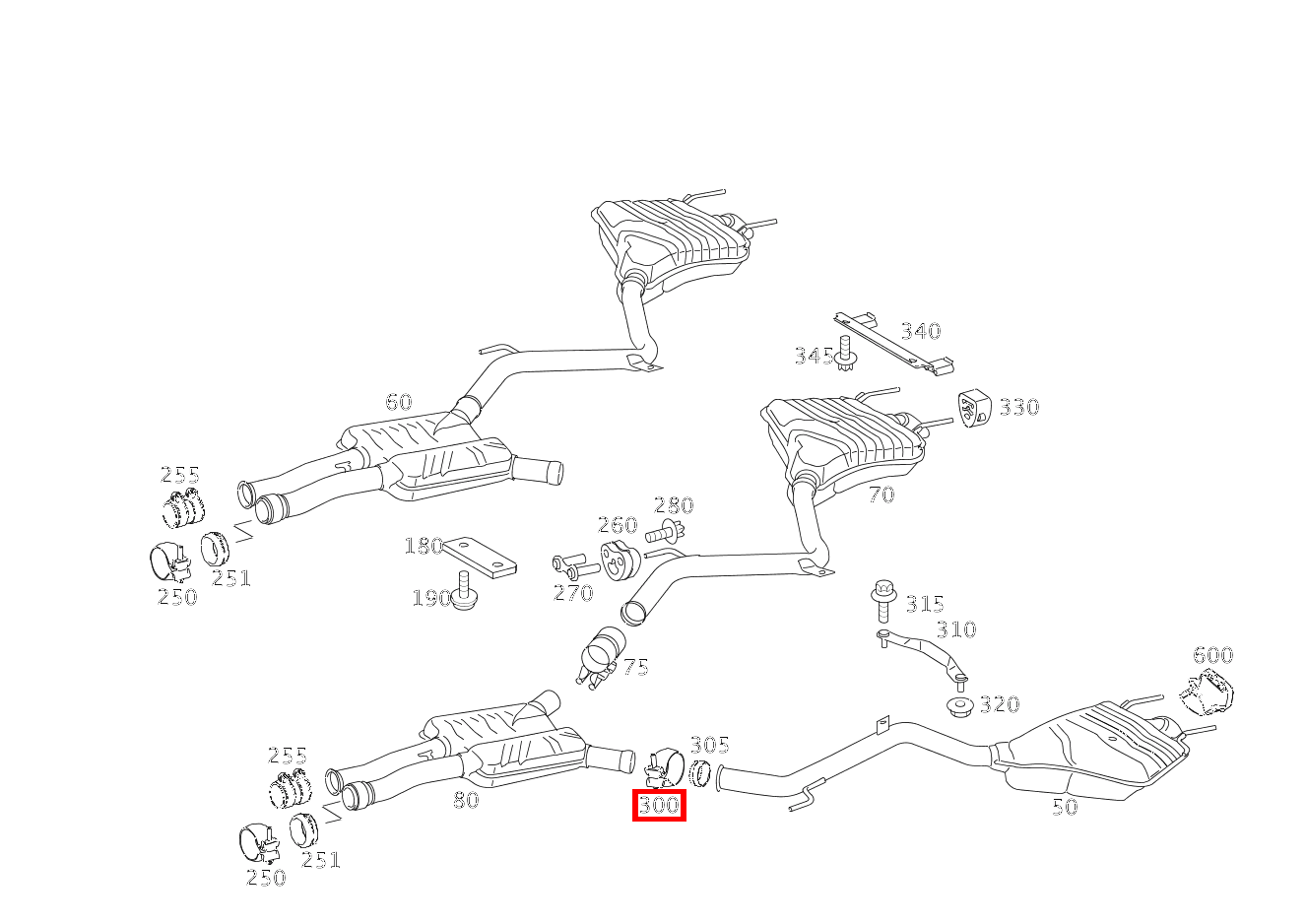 Schelle Auspuffrohr hinten links; Ø55MM TUBE | Ø65MM BOWL S 550 Limousine lang BCA 221