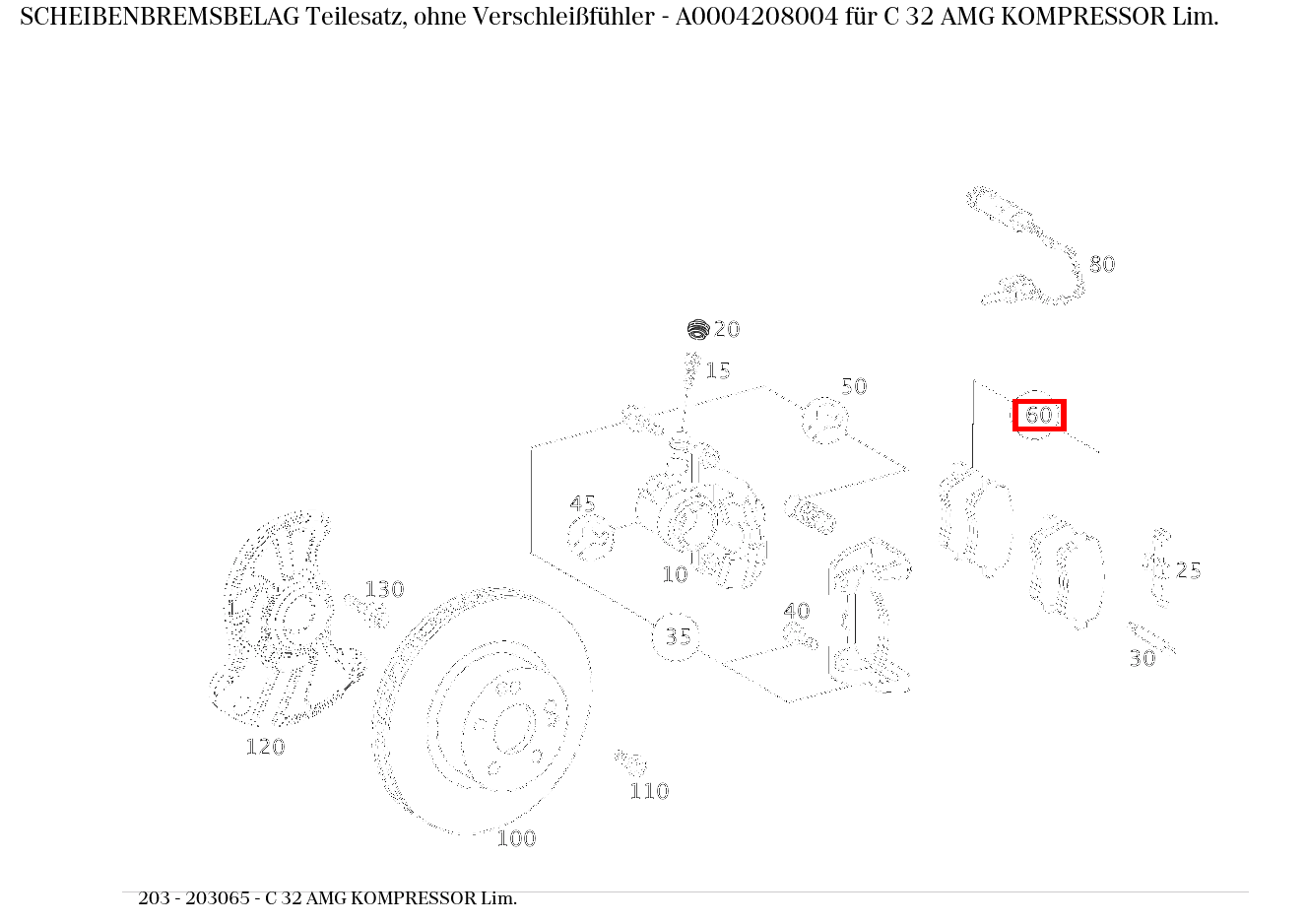 Scheibenbremsbelag Teilesatz, ohne Verschleißfühler C 32 AMG KOMPRESSOR Lim. 203