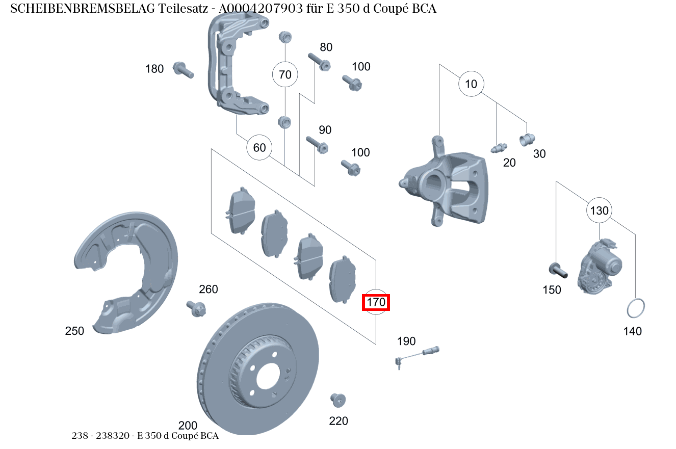 Scheibenbremsbelag Teilesatz E 350 d Coupé BCA 238 Scheibenbremsbelag Teilesatz E 350 d Coupé BCA 238