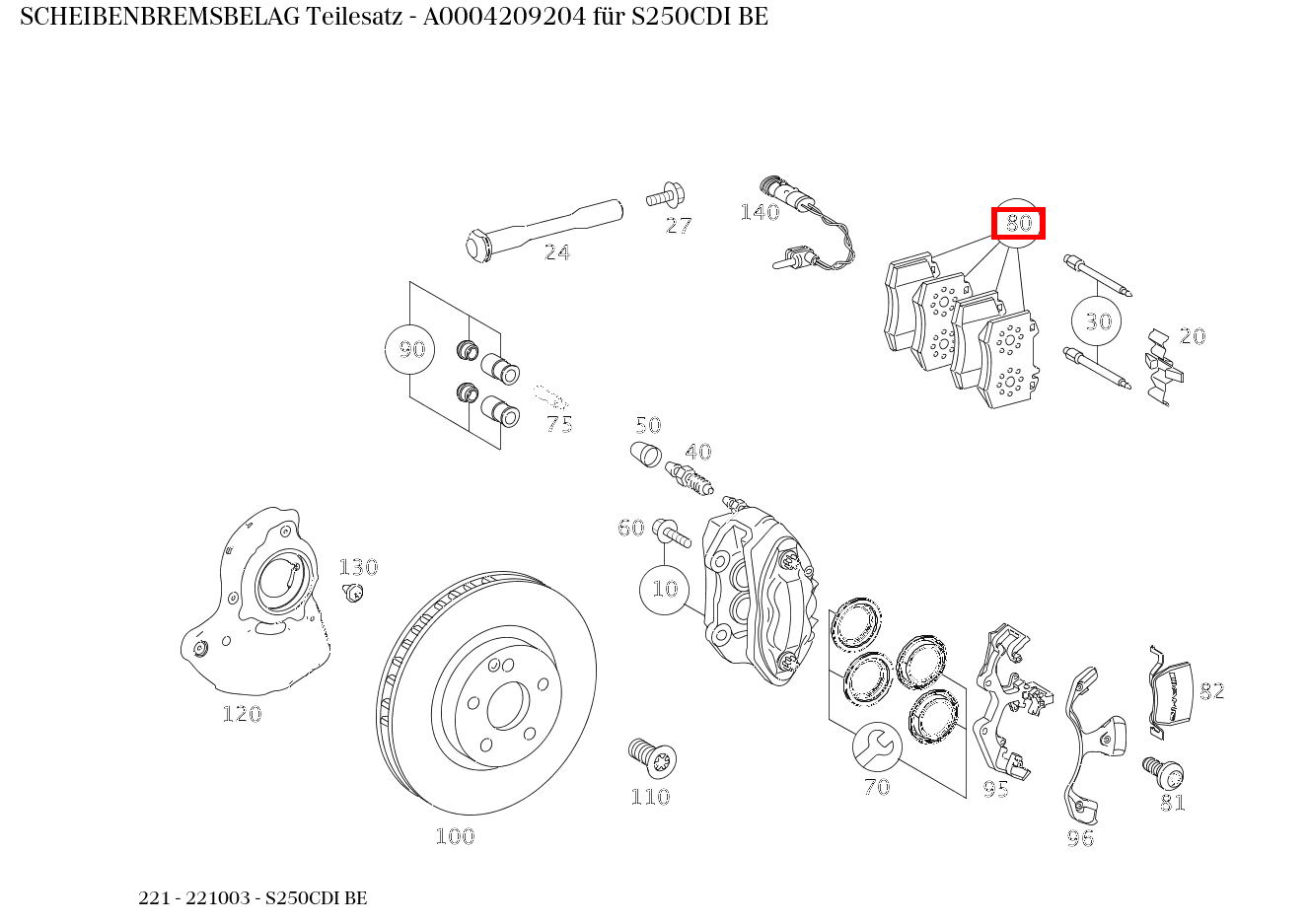 Scheibenbremsbelag Teilesatz S250CDI BE 221 Scheibenbremsbelag Teilesatz S250CDI BE 221