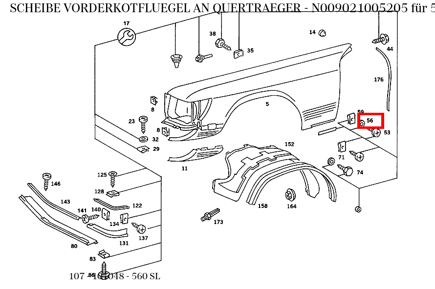 Scheibe VORDERKOTFLUEGEL AN QUERTRAEGER 560 SL 107