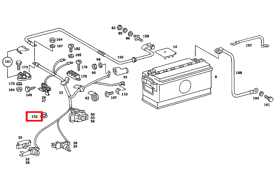 Mutter STARTERLEITUNG AN LAENGSTRAEGER; M6 560 SL 107