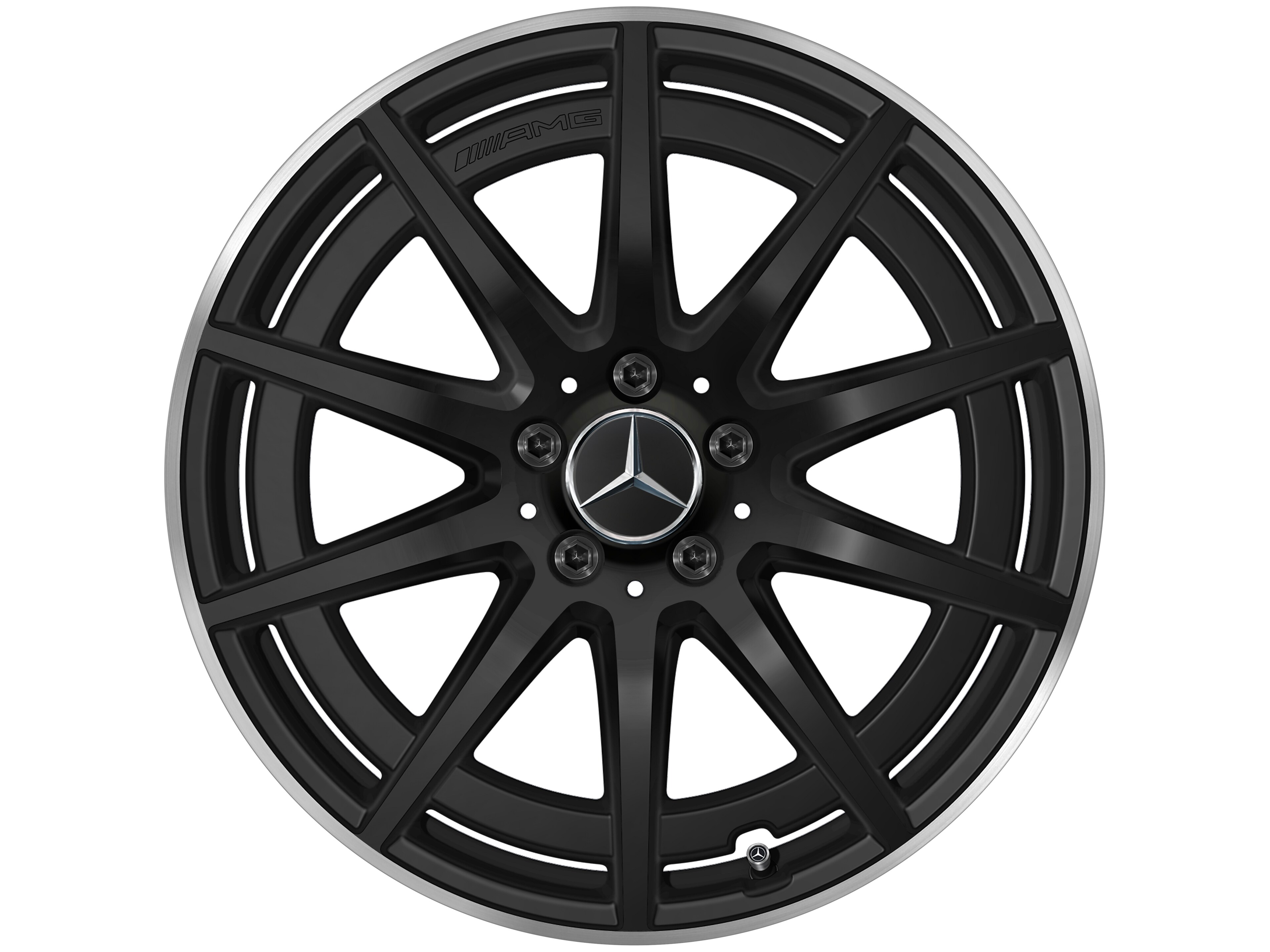 AMG 10 Speichen Rad 19 Zoll 8 J X 19 ET 49 Schwarz Matt Felgenhorn amg-10-speichen-rad-19-zoll-8-j-x-19-et-49-schwarz-matt-felgenhorn