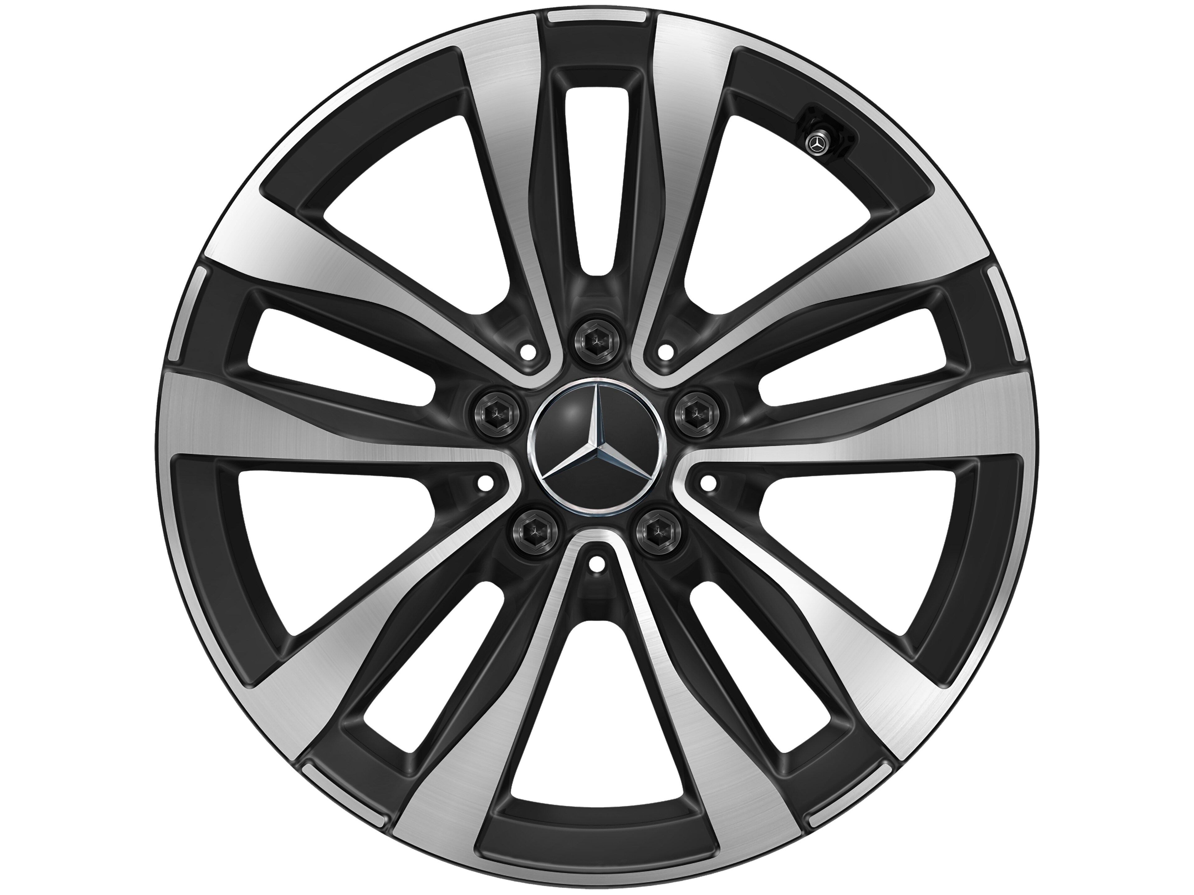 Mercedes-Benz - 5-Doppelspeichen-Rad, Aero, 17 Zoll, glanzgedreht 7 J x 17 ET 44,5, schwarz