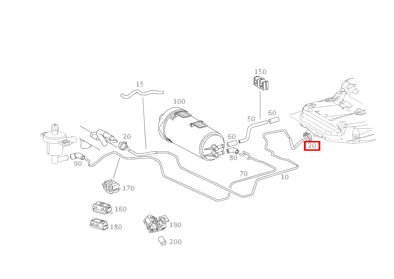 Schlauchschelle VORLAUFLEITUNG AN MOTOR; 13-14.5 MM A 200 TURBO COUPE 169