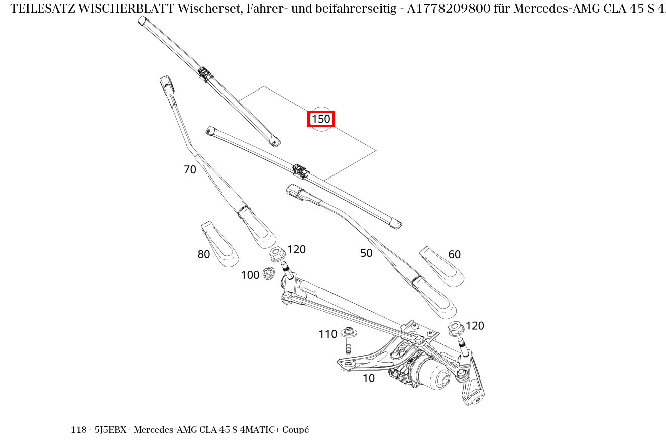 Teilesatz Wischerblatt Wischerset, Fahrer- und beifahrerseitig Mercedes-AMG CLA 45 S 4MATIC+ Coupé 118
