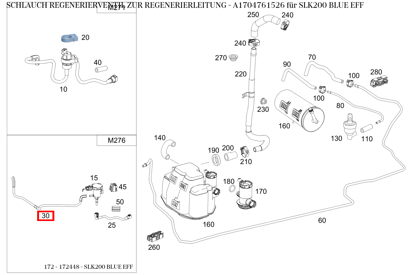 Schlauch REGENERIERVENTIL ZUR REGENERIERLEITUNG SLK200 BLUE EFF 172