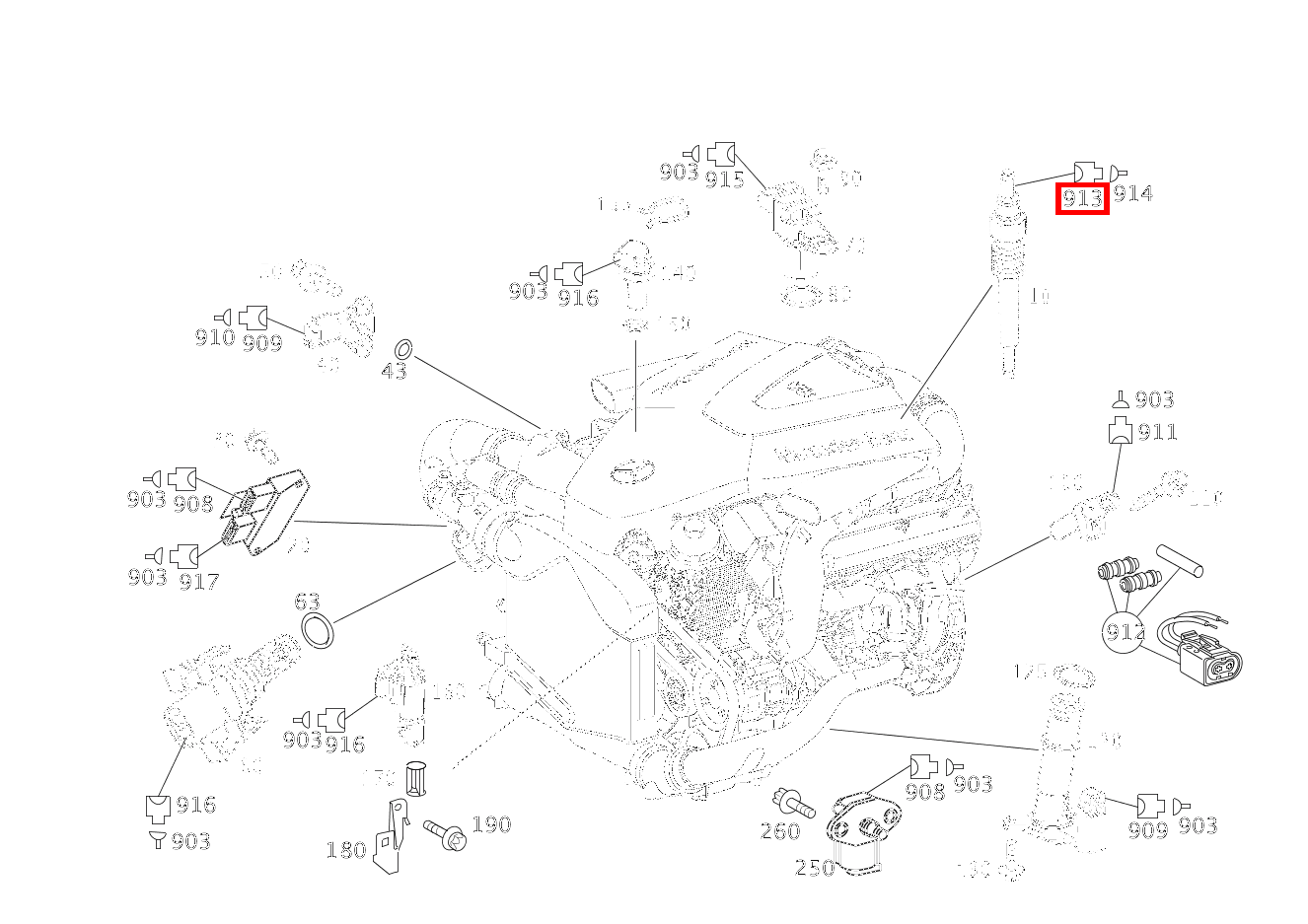 Steckhülsengehäuse Glühkerzen R9 ML 400 CDI Off-Roader 163