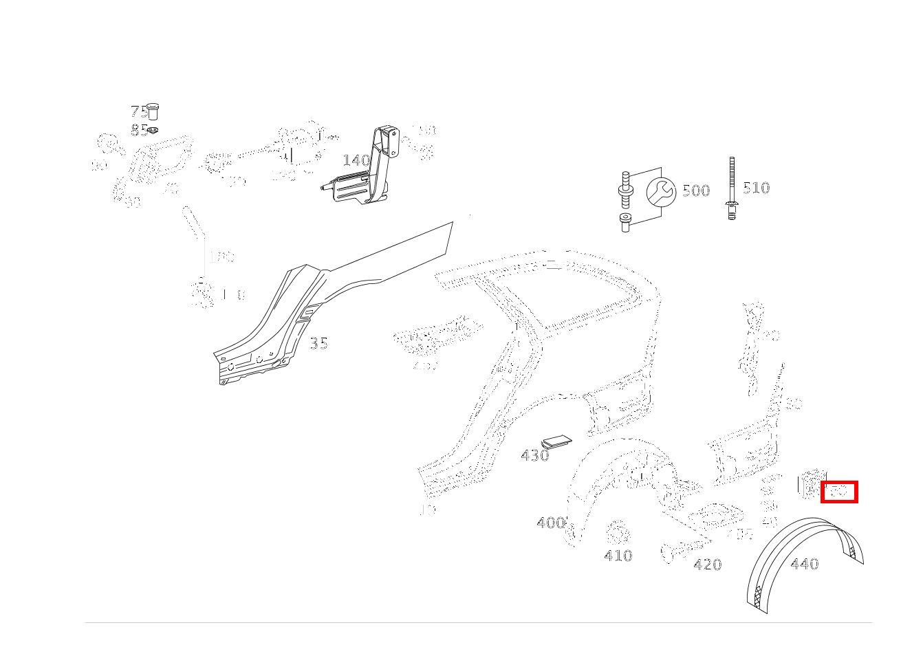 Klappe ENTLUEFTUNG AN HINTERKOTFLUEGEL IM BEREICH STOSSFAENGER RECHTS E 200 T-Limousine 210 Klappe ENTLUEFTUNG AN HINTERKOTFLUEGEL IM BEREICH STOSSFAENGER RECHTS E 200 T-Limousine 210