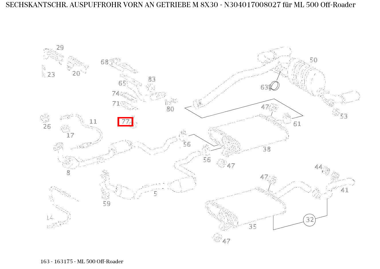 Sechskantschraube AUSPUFFROHR VORN AN GETRIEBE M 8X30 ML 500 Off-Roader 163