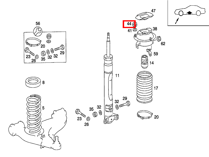 Sechskantmutter GUMMILAGER AN RAHMEN; M8 190 E 2.5-16 EVOLUTION II 201