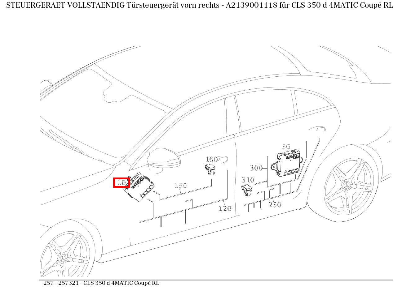 Steuergerät vollständig Türsteuergerät vorn rechts CLS 350 d 4MATIC Coupé RL 257 Steuergerät vollständig Türsteuergerät vorn rechts CLS 350 d 4MATIC Coupé RL 257