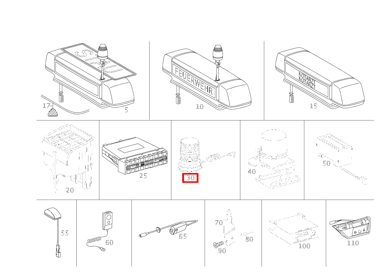 SIGNALLEUCHTE RUNDUMKENNLEUCHTE BLAU E 350 CGI Limousine 211